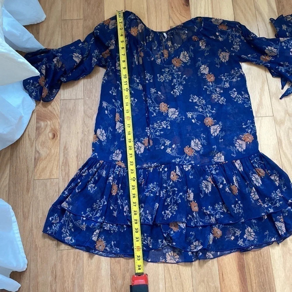 Free People Floral Boho Tiered Tunic Mini Dress size S - Picture 8 of 8